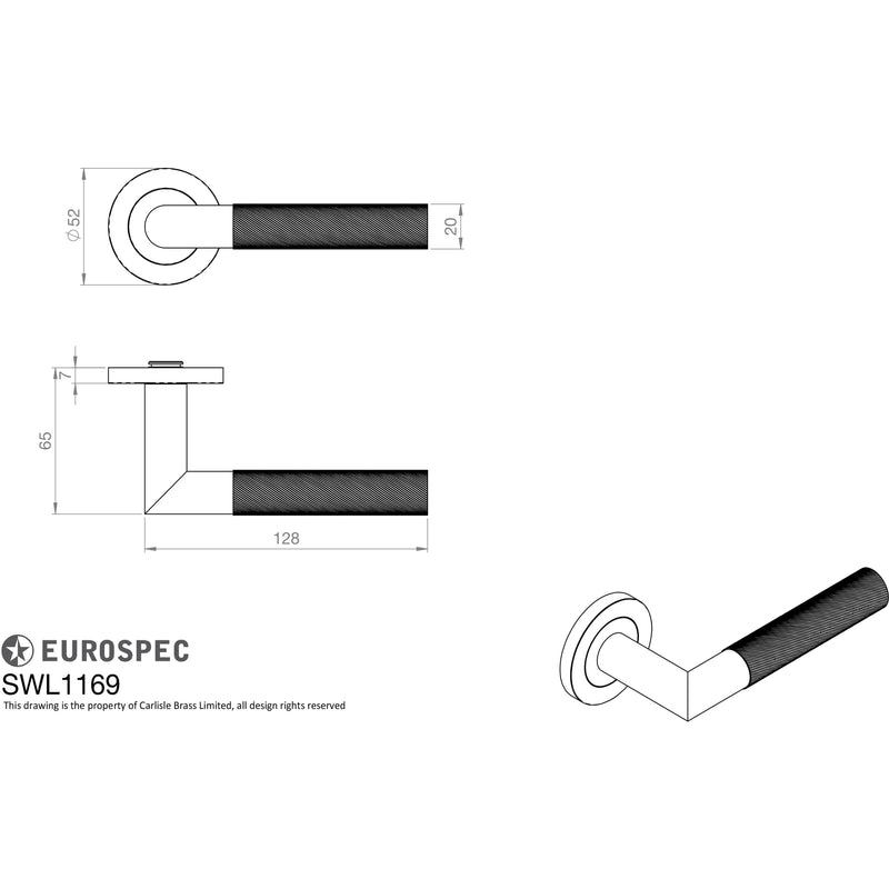 Eurospec - Steelworx Crown Knurled Lever - Satin PVD - SWL1169SPVD - Choice Handles