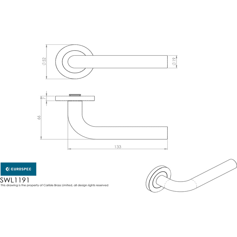 Eurospec - Steelworx SWL Spira Lever on Rosespace Satin Stainless Steel - SWL1191SSS - Choice Handles