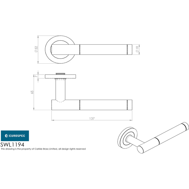 Eurospec - Steelworx SWL Philadelphia Lever on Rose - Bright/Satin Stainless Steel - SWL1194DUO - Choice Handles