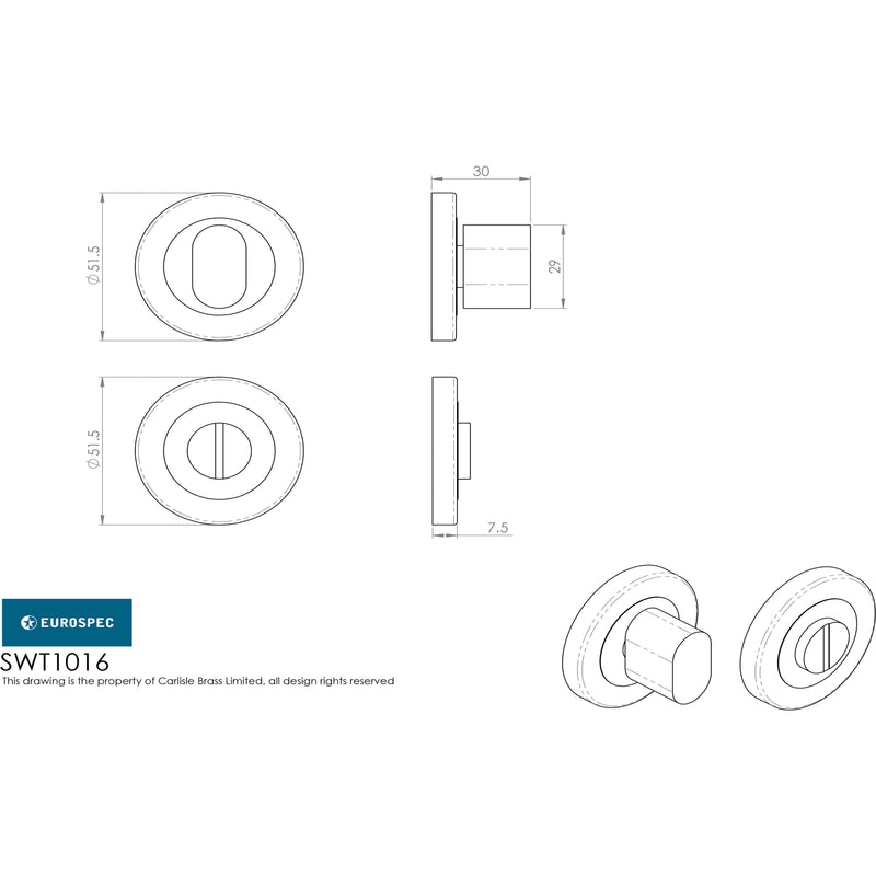 Eurospec - Steelworx SWL Thumbturn - Satin Stainless Steel - SWT1016SSS - Choice Handles