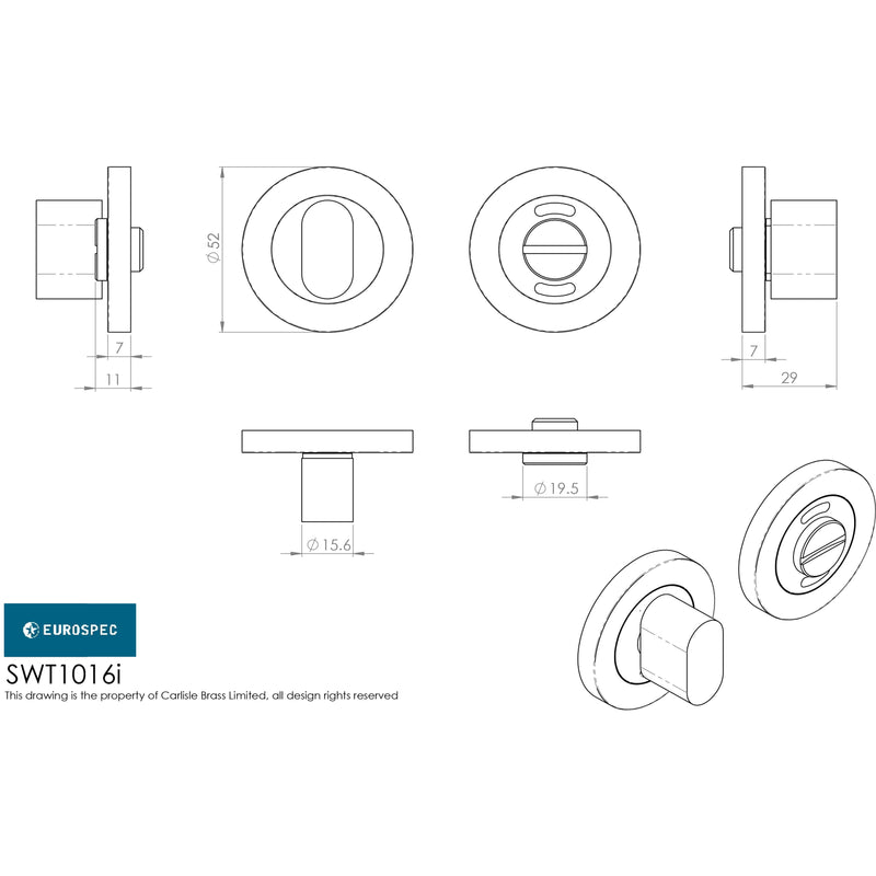 Eurospec - Steelworx SWL Thumbturn - Satin Stainless Steel - SWT1016-ISSS - Choice Handles