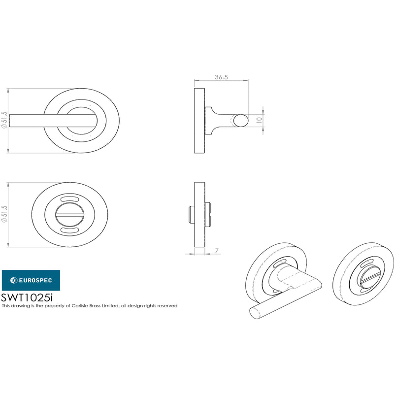Eurospec - Steelworx SWL Disabled Thumbturn - Satin PVD - SWT1025-ISPVD - Choice Handles