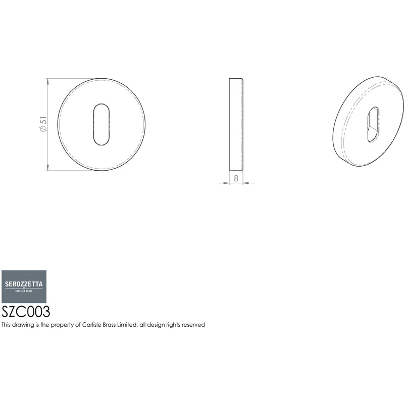 Serozzetta - Serozzetta Standard Profile Escutcheon - Satin Chrome - SZC003SC - Choice Handles