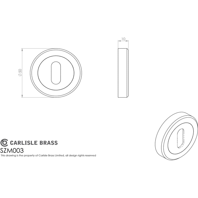 Serozzetta - Serozzetta Standard Profile Escutcheon - Polished Brass - SZM003PVD - Choice Handles