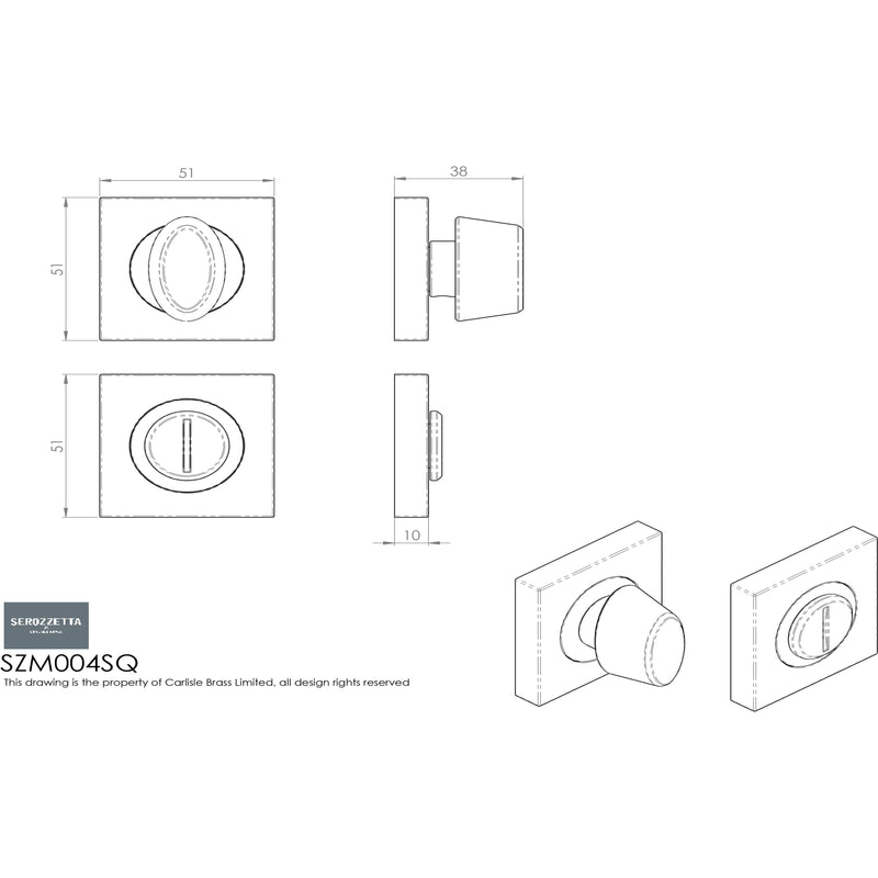 Serozzetta - Serozzetta Square Turn and Release - Matt Black - SZM004SQMB - Choice Handles