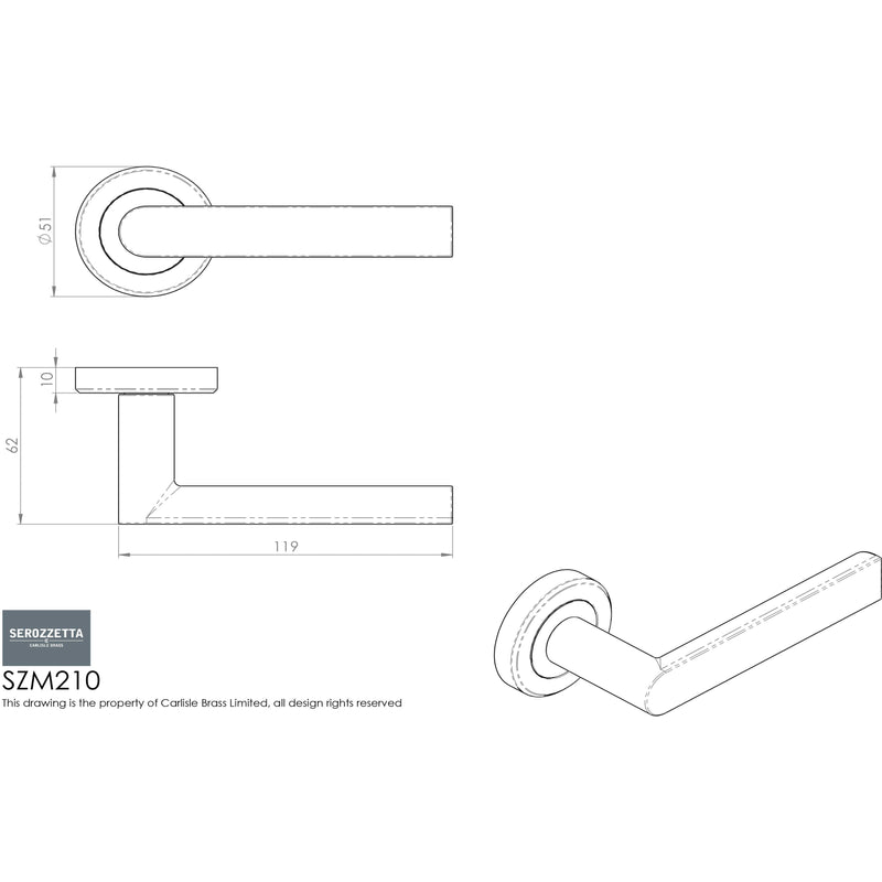 Serozzetta - Edge Lever on Round Rose - Polished Chrome - SZM210SQCP - Choice Handles