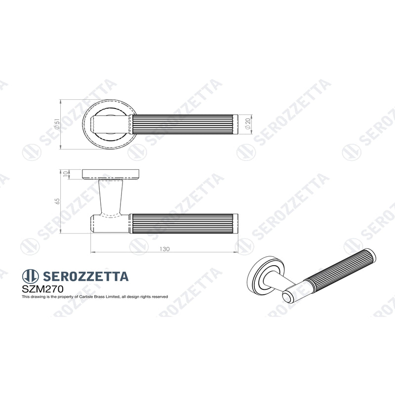 Serozzetta - Image Lines Lever on Rose - Antique Brass - SZM270AB - Choice Handles