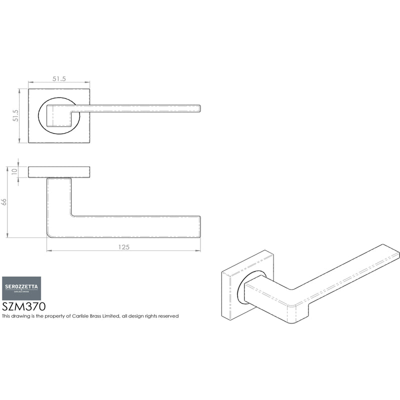 Serozzetta - Equi Lever on Square Rose - Satin Chrome - SZM370SC - Choice Handles