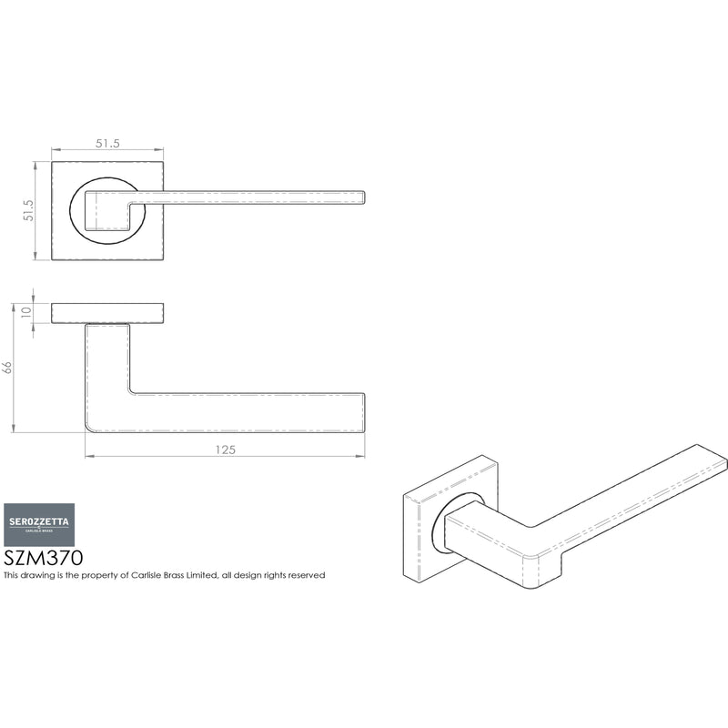 Serozzetta - Equi Lever on Square Rose - Matt Black - SZM370MB - Choice Handles