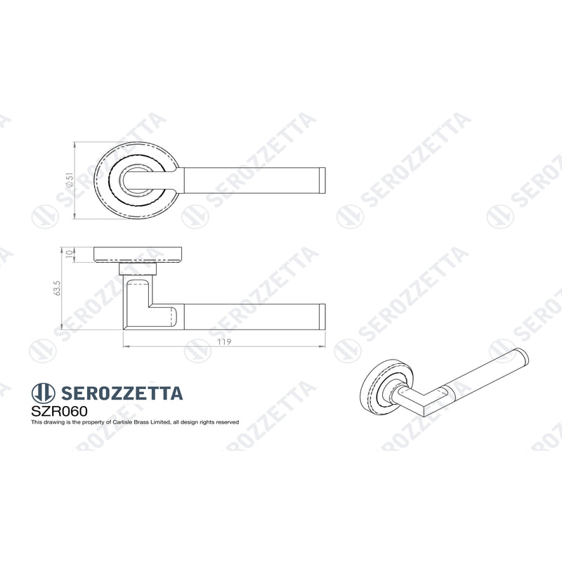Serozzetta - Sessanta Lever on Rose - Polished Nickel / Satin Nickel - SZR060PNSN - Choice Handles