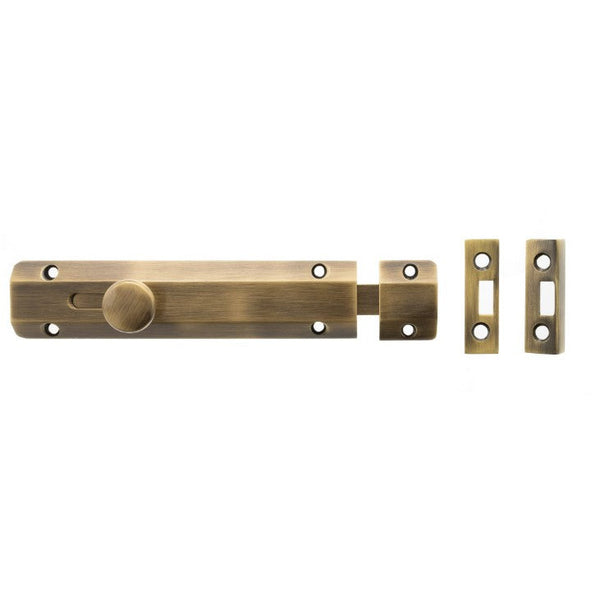 Atlantic Solid Brass Surface Door Bolt 6" - Antique Brass - ASB6AB - Choice Handles
