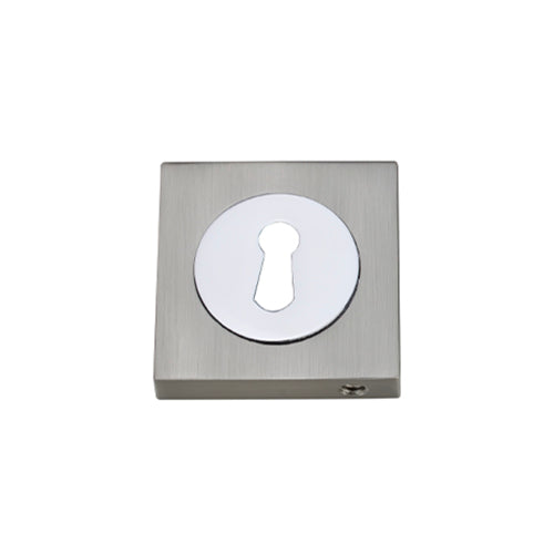 Darcel - Square Key Hole Escutcheon, Satin Nickel/Polished Chrome - FSEESC-SNCP (Pair) - Choice Handles