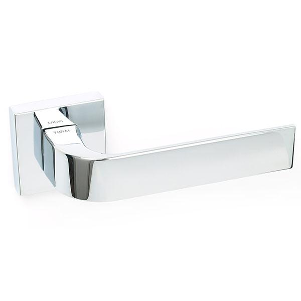 Tupai Rapido CurvaLine Turis Designer Lever on Square Rose - Bright Polished Chrome - Choice Handles