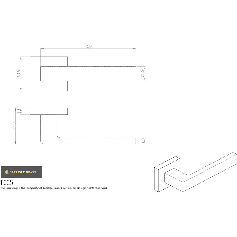 Manital - Techna Lever on Square Rose - Satin Brass - TC5SB - Choice Handles