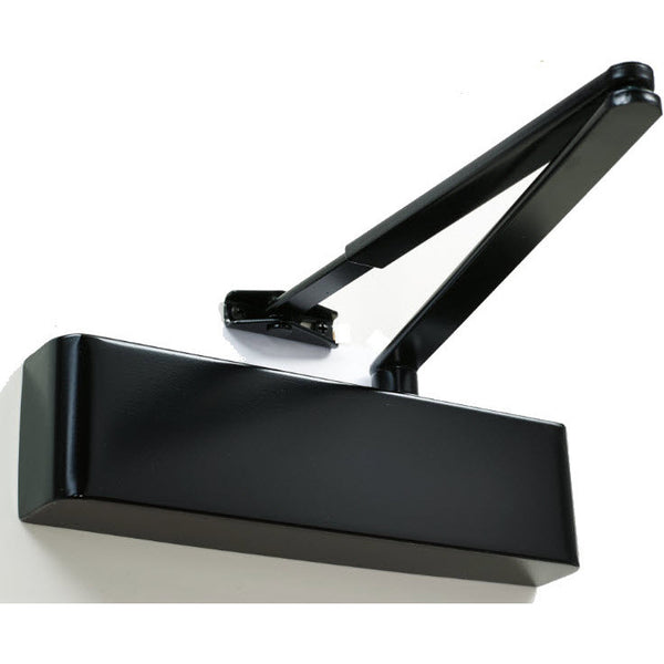 Rutland TS.9205DABC.SRFB.BKBK - Overhead Door Closer With Back Check & Delayed Action, Size EN 2-5  - Black - Choice Handles