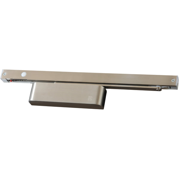 Rutland TS.FIRETRAK.115.SNP - Size 2-5 Electromagnetic Hold Open Slide Rail Door Closer - Satin Nickel - Choice Handles