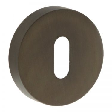 Atlantic Forme Key Escutcheon on Minimal Round Rose - Urban Dark Bronze - FMRKUDB - Choice Handles