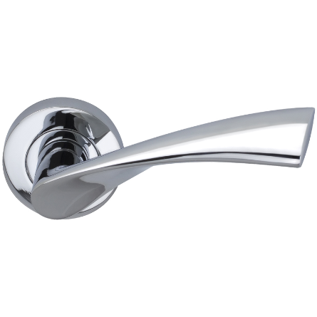 Darcel - Yvette Door Lever Handle On Round Rose, Polished Chrome - DCYVE-PC - Choice Handles