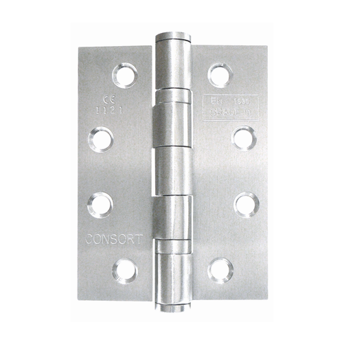 Consort - Ball Bearing Butt Hinge 102x76x3mm Grade 13 Satin Stainless Steel - (Pack Of 3) - Choice Handles