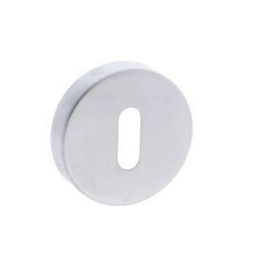 Atlantic Forme Key Escutcheon on Minimal Round Rose - Satin Chrome - FMRKSC - Choice Handles