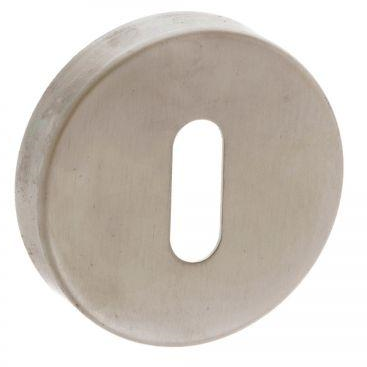 Atlantic Forme Key Escutcheon on Minimal Round Rose - Satin Nickel - FMRKSN - Choice Handles