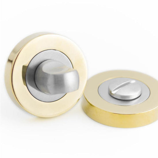 Frelan - Bathroom Turn & Release 50mm x 10mm - Polished Brass/Satin Chrome - JV2666PBSC - Choice Handles