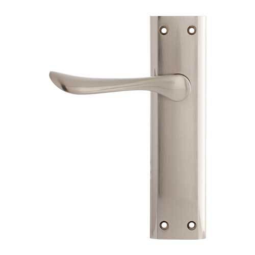 Darcel - Yonne Lever Latch Handle On Back Plate, Satin Nickel/Polished Nickel - DCYOLT-SNNP - Choice Handles