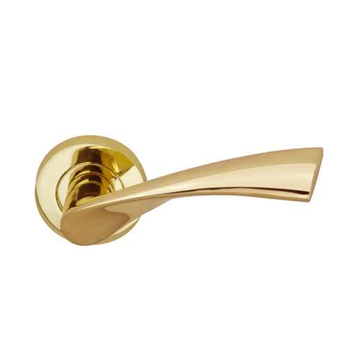 Darcel - Yvette Door Lever Handle On Round Rose, Polished Brass - DCYVE-PB - Choice Handles