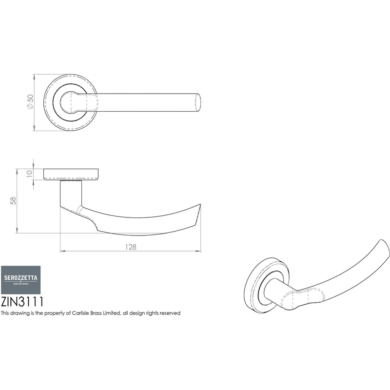 Serozzetta Nelson Lever On Round Rose Concealed Fix - Polished Chrome - ZIN3111PC - Choice Handles