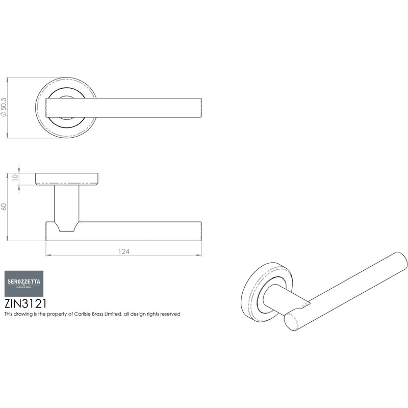 Serozzetta Philadelphia Lever On Concealed Fix Round Rose - Polished Chrome - ZIN3121PC - Choice Handles