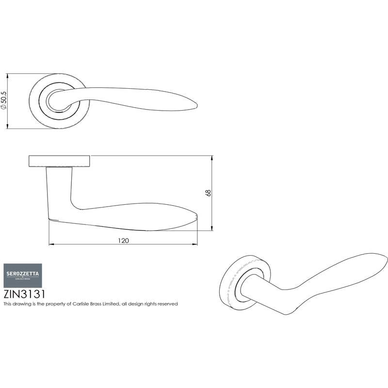 Serozzetta Shark Lever On Round Rose Concealed Fix - Satin Chrome - ZIN3131SC - Choice Handles