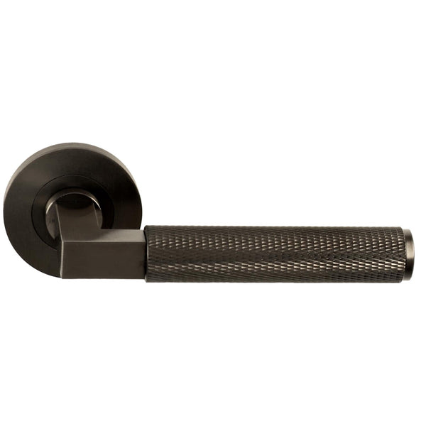 Alexander and Wilks - Hurricane Knurled Lever on Round Rose - Black PVD - AW200BLPVD - Choice Handles
