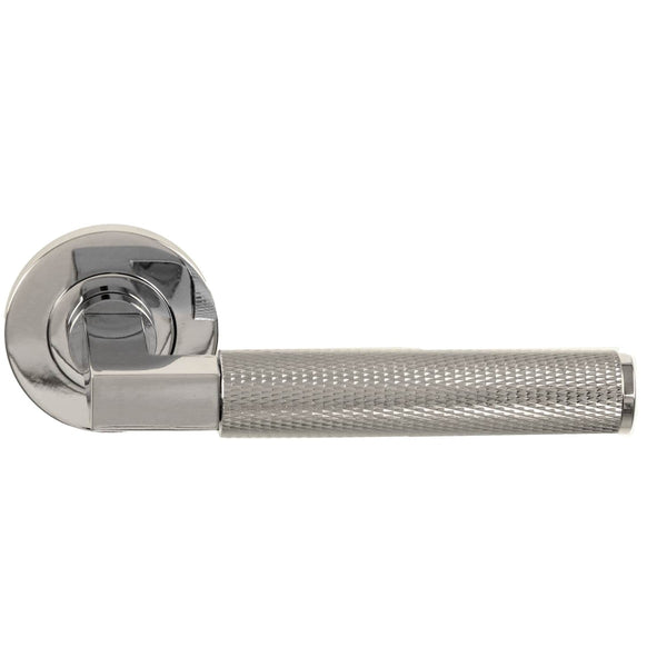 Alexander and Wilks - Hurricane Knurled Lever on Round Rose - Polished Nickel PVD - AW200PNPVD - Choice Handles