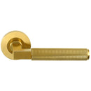 Alexander and Wilks - Hurricane Knurled Lever on Round Rose - Satin Brass PVD - AW200SBPVD - Choice Handles