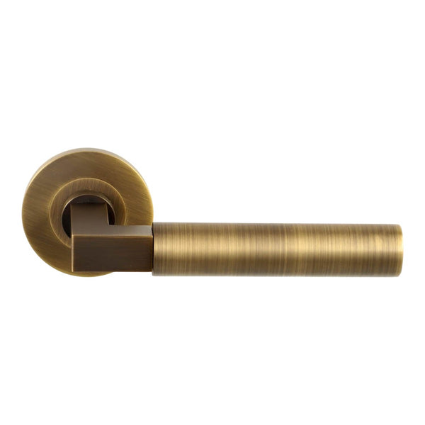 Alexander and Wilks - Hurricane Plain Lever on Round Rose - Antique Brass - AW201AB - Choice Handles