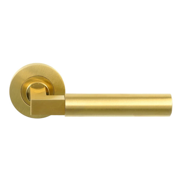 Alexander and Wilks - Hurricane Plain Lever on Round Rose - Satin Brass PVD - AW201SBPVD - Choice Handles