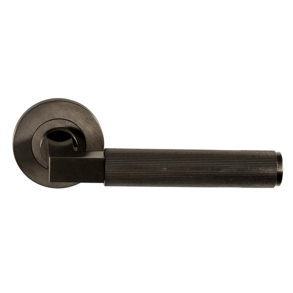 Alexander and Wilks - Hurricane Reeded Lever on Round Rose - Black PVD - AW202BLPVD - Choice Handles