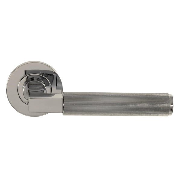 Alexander and Wilks - Hurricane Reeded Lever on Round Rose - Polished Nickel PVD - AW202PNPVD - Choice Handles