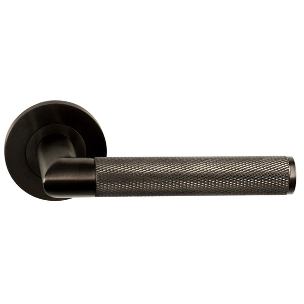 Alexander and Wilks - Harrier Knurled Lever on Round Rose - Black PVD - AW210BLPVD - Choice Handles