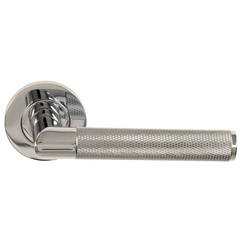 Alexander and Wilks - Harrier Knurled Lever on Round Rose - Polished Nickel PVD - Choice Handles