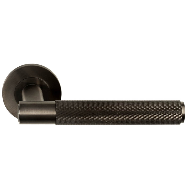 Alexander and Wilks - Spitfire Knurled Lever on Round Rose - Black PVD - AW220BLPVD - Choice Handles