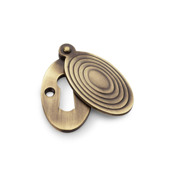 Alexander and Wilks - Standard Key Profile Ellipse Escutcheon with Christoph Design Cover - Antique Brass - AW385-AB - Choice Handles