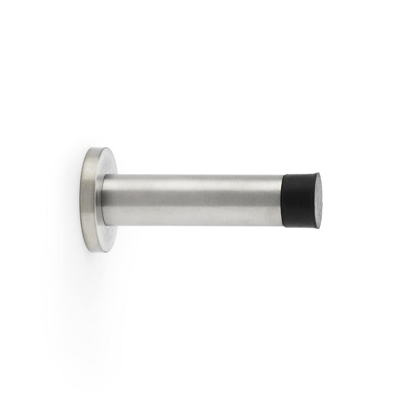 Alexander and Wilks Stainless Steel Wall Mounted Cylinder Door Stop with Rose - AW615SSS - Choice Handles