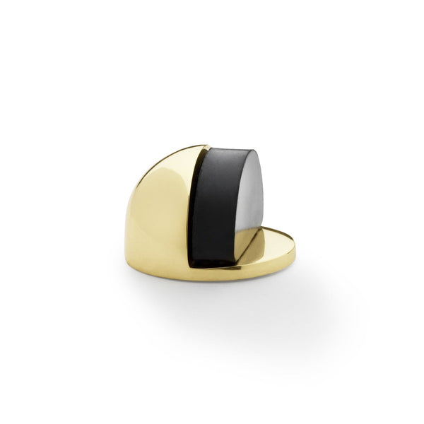 Alexander and Wilks - Shield Floor Mounted Door Stop - Polished Brass Lacquered - AW631PBL - Choice Handles