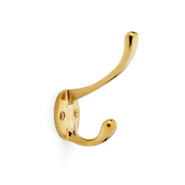 Alexander and Wilks Victorian Hat and Coat Hook - Polished Brass Unlacquered - AW770PBU - Choice Handles