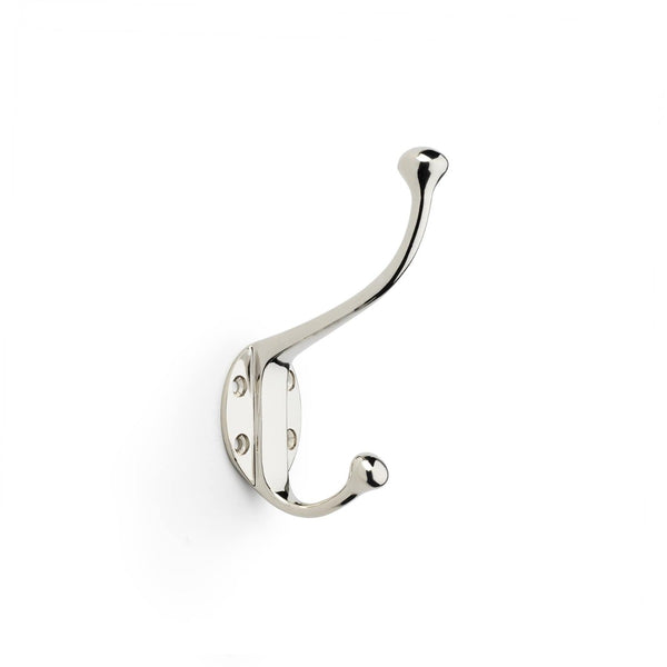 Alexander and Wilks Traditional Hat and Coat Hook - Polished Nickel - AW772PN - Choice Handles