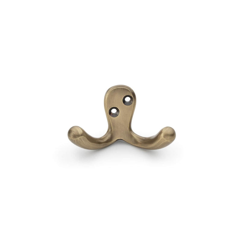 Alexander and Wilks - Victorian Double Robe Hook - Antique Brass - AW773AB - Choice Handles