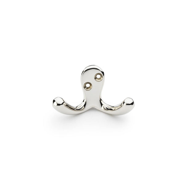 Alexander and Wilks - Victorian Double Robe Hook - Polished Nickel - AW773PN - Choice Handles