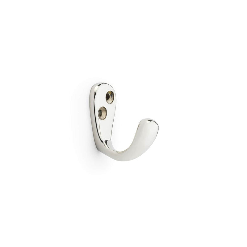 Alexander and Wilks - Victorian Single Robe Hook - Polished Nickel - AW774PN - Choice Handles