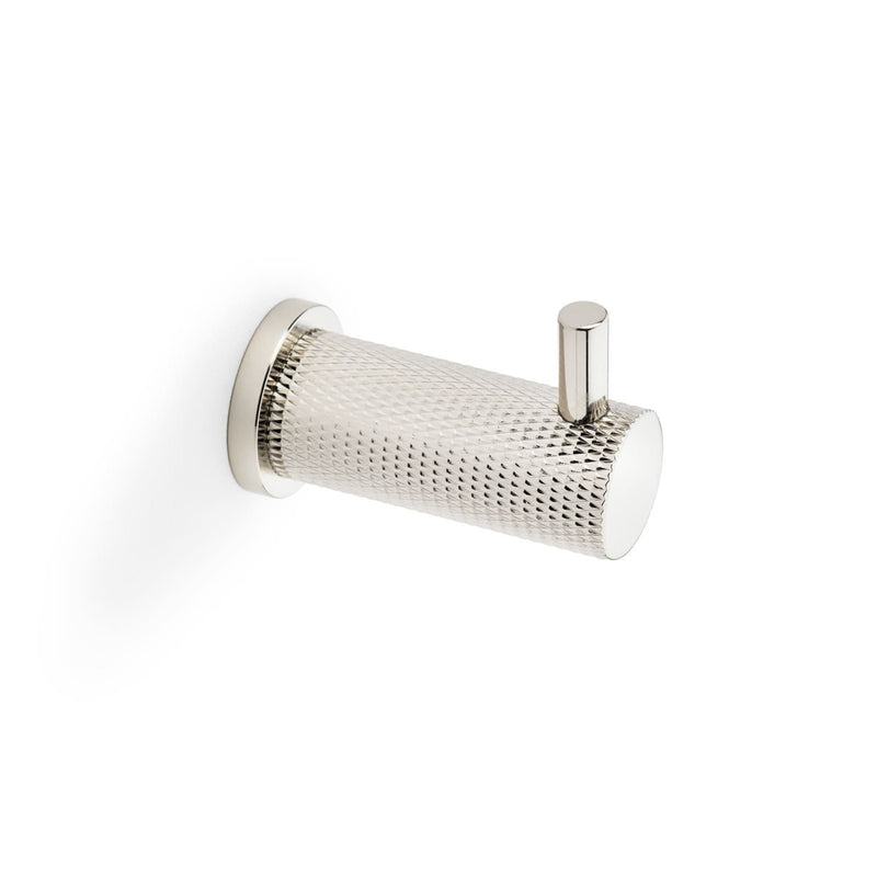 Alexander and Wilks - Brunel Diamond Knurled Coat Hook - Polished Nickel PVD - AW775PNPVD - Choice Handles